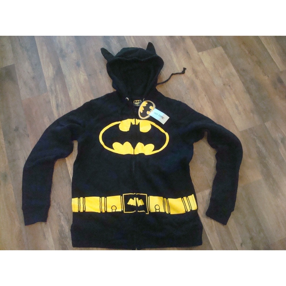 WOMENS BATMAN BATGIRL COSTUME COSPLAY LARGE HOODIE SHIRT VINTAGE EARS MASK G7